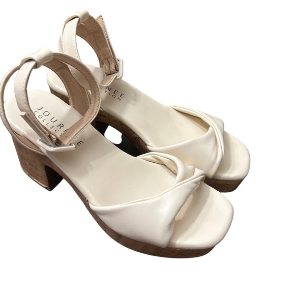 Journees collection platform ankle strap cream sandal 7 - Picture 1 of 11